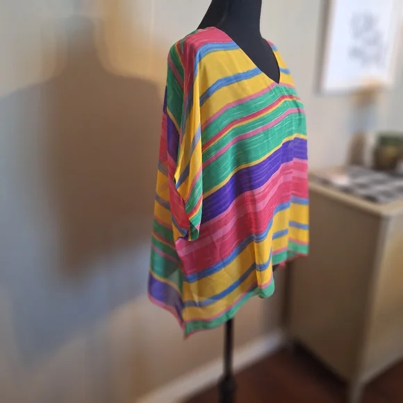 Show Me Your Mumu USA Colorful Striped Sheer Top Or Cover Up - Picture 7 of 15